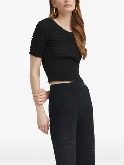 Michael Michael Kors Smocked-effect T-shirt In Black