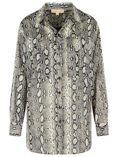 Michael Michael Kors Snake Print Cotton Shirt In Gray