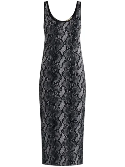 MICHAEL MICHAEL KORS SNAKE-PRINT GEORGETTE MIDI DRESS