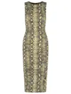 Michael Michael Kors Snake Print Viscose Blend Dress In Burgundy