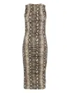 Michael Michael Kors Snakeskin-print Midi Dress In Neutral