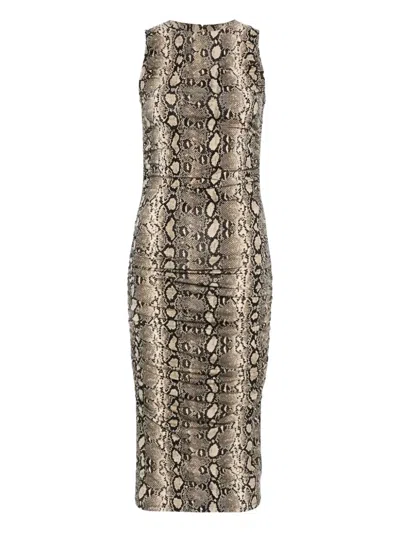 Michael Michael Kors Snakeskin-print Midi Dress In Neutral