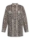 Michael Michael Kors Snakeskin-print Pocket Shirt In Brown