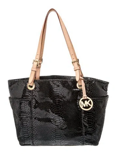 Pre-owned Michael Michael Kors Snakeskin Shoulder Bag In Black