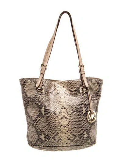 Pre-owned Michael Michael Kors Snakeskin Shoulder Bag In Neutral