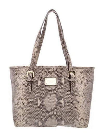 Pre-owned Michael Michael Kors Snakeskin Tote In Gray