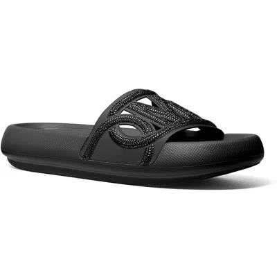 Michael Michael Kors Splash Slide Womens Embellished Rubber Slide Sandals In Black
