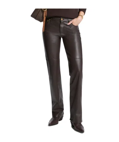 Michael Michael Kors Straight Leather Pants In Black
