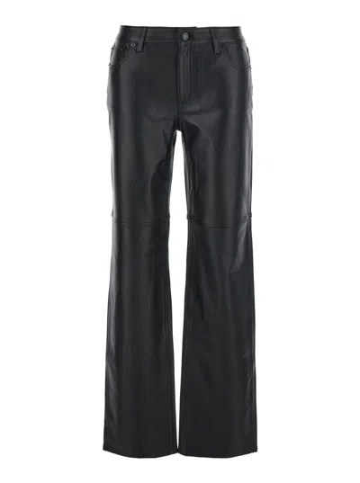 Michael Michael Kors Straight Leg Leather Pant In Black
