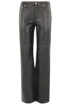 Michael Michael Kors Straight Leg Leather Pant In Black