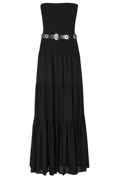 Michael Michael Kors Strapless Belted Maxi Dress In Black