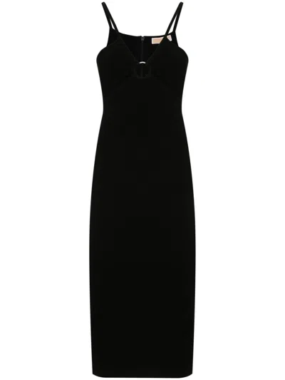 Michael Michael Kors Cut-out Detail Knitted Midi Dress In Black