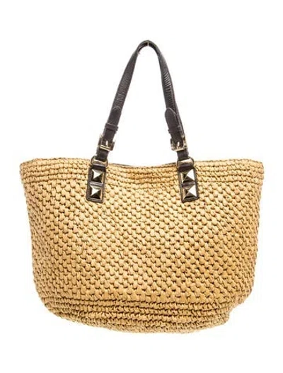 Pre-owned Michael Michael Kors Straw Tote In Brown/neutrals