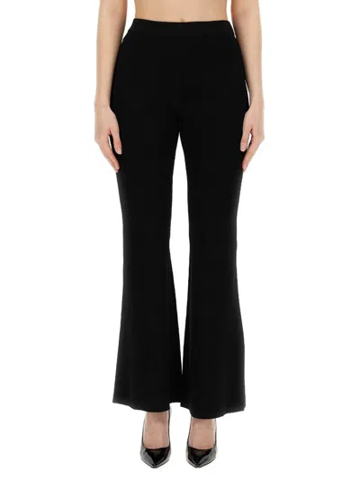 Michael Michael Kors Stretch Knit Flared Trousers In Black