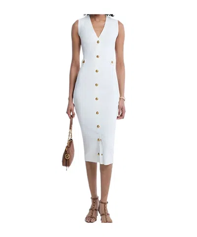 Michael Michael Kors Stretch Knit Midi Dress In White