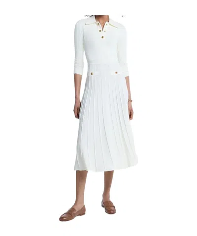 Michael Michael Kors Stretch Knit Polo Shirt Dress In White