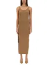 Michael Michael Kors Stretch Wool Blend Camisole Dress In Brown