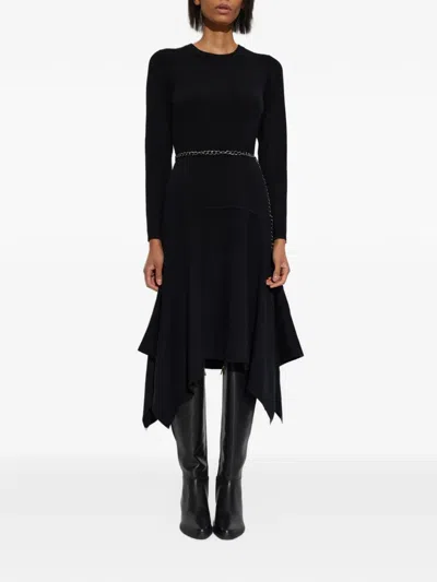 Michael Michael Kors Stretch Wool Handkerchief Dress In Black