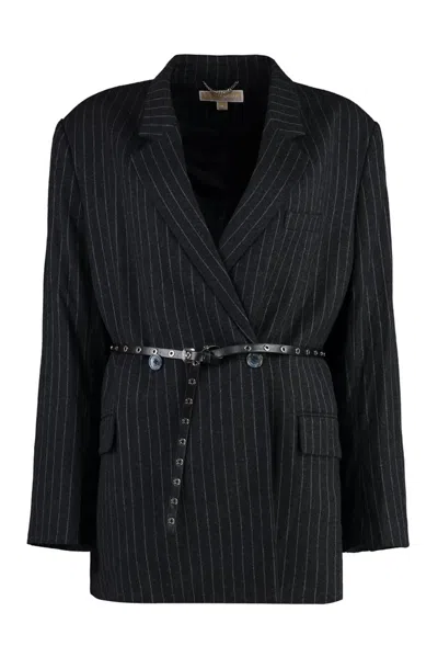 Michael Michael Kors Pinstripe Double Breasted Blazer In Multi