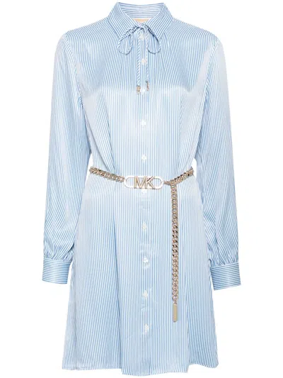 Michael Michael Kors Striped Belted Maxi Dress In Blueberry