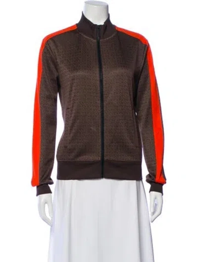 Pre-owned Michael Michael Kors Striped Bomber Jacket In Brown