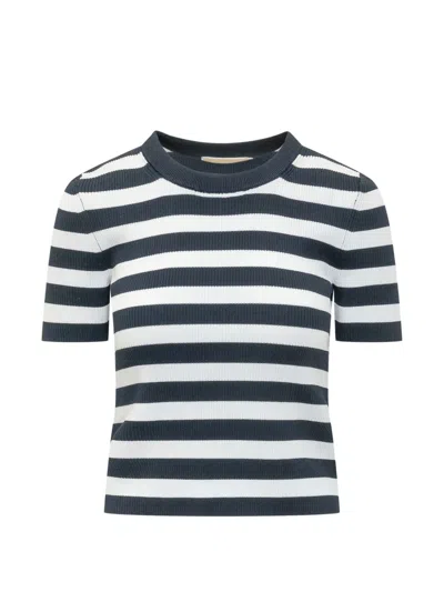 Michael Michael Kors Striped Crew-neck T-shirt In Blue