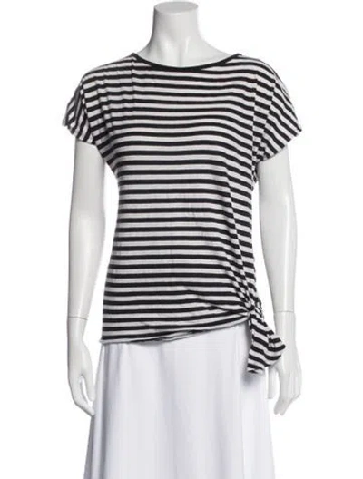 Pre-owned Michael Michael Kors Striped Crew Neck T-shirt In Black