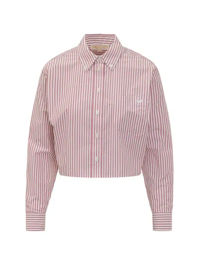Michael Michael Kors Striped Cropped Oxford Shirt In Multi