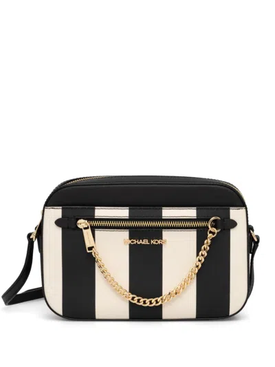 Michael Michael Kors Striped Cross Body Bag In Black