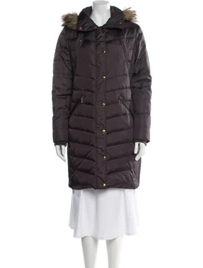 Pre-owned Michael Michael Kors Striped Down Coat In Gray