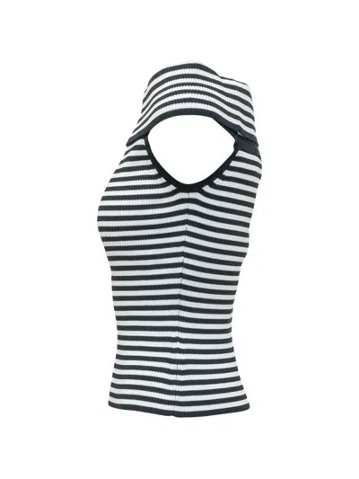 Michael Michael Kors Striped Foldover Top In Gray