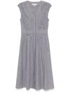Michael Michael Kors Striped Midi Dress In Black