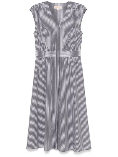 Michael Michael Kors Striped Midi Dress In Black  