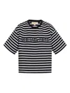Michael Michael Kors Striped-pattern Logo-patch T-shirt In Blue