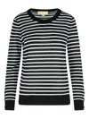 Michael Michael Kors Striped Ribbed Sweater In Black