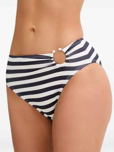 Michael Michael Kors Striped Ring-detail Bikini Bottoms In Animal Print