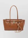 Michael Michael Kors Structured Leather Shoulder Bag With Gold Hardware In Brown
