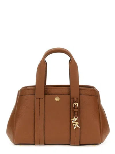 Michael Michael Kors Structured Pebbled Leather Handbag With Dual Handles In Brown