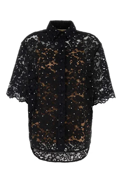 Michael Michael Kors Michael By Michael Kors Black Lace Shirt