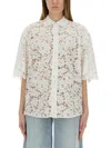 Michael Michael Kors White Beaded Shirt With All-over Floral Embroidery In Tech Fabric Woman