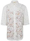 Michael Michael Kors White Beaded Shirt With All-over Floral Embroidery In Tech Fabric Woman
