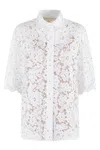 Michael Michael Kors White Beaded Shirt With All-over Floral Embroidery In Tech Fabric Woman