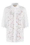 Michael Michael Kors White Beaded Shirt With All-over Floral Embroidery In Tech Fabric Woman