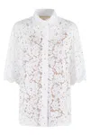 Michael Michael Kors White Beaded Shirt With All-over Floral Embroidery In Tech Fabric Woman In White