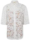 Shop Michael Michael Kors Studded Floral Lace Shirt In White