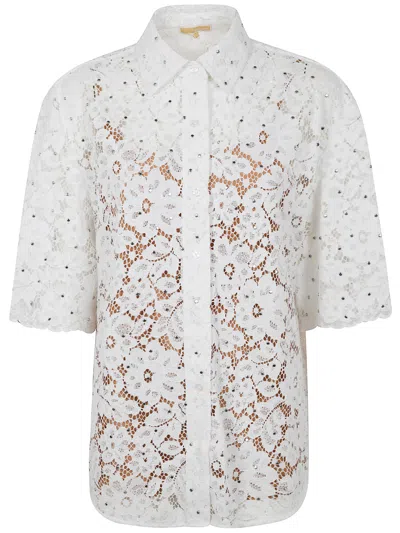 MICHAEL MICHAEL KORS STUDDED FLORAL LACE SHIRT