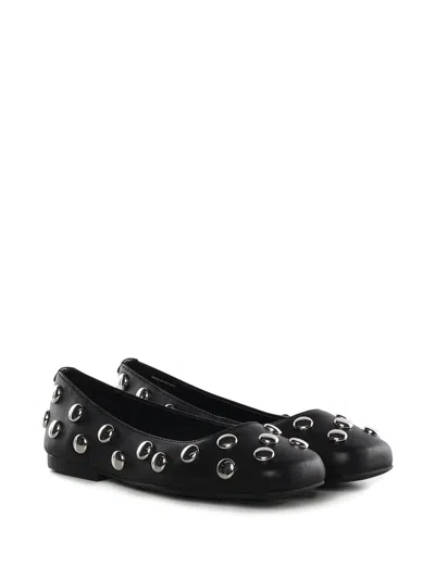 Michael Michael Kors Studded Leather Ballet Flats In Black