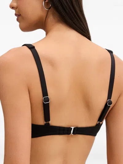 Michael Michael Kors Stud-embellished V-neck Bikini Top In Black