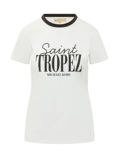 Michael Michael Kors Stylish T-shirt With Stampaint Front Design In White