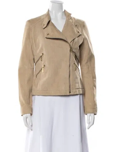 Pre-owned Michael Michael Kors Suede Biker Jacket In Neutral